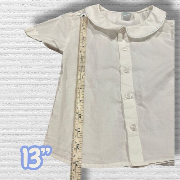 Edgehill Collection White Peter Pan Collar Blouse 3T Blue Stitch Trim - Picture 4 of 8